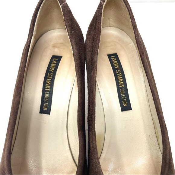 LARRY STUART vintage chocolate brown suede heels, made in Italy, size 7.5 - Picture 8 of 12